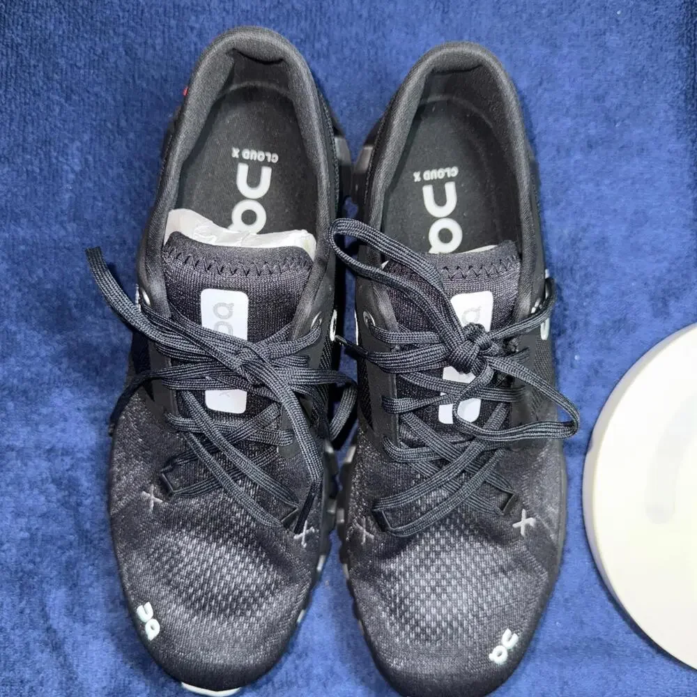 On Men's Cloud X 3 Sneakers, All Black - Size 7 Medium US Work Active Gorpcore